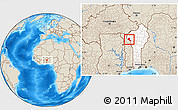 Shaded Relief Location Map of Boukoumbe, highlighted country