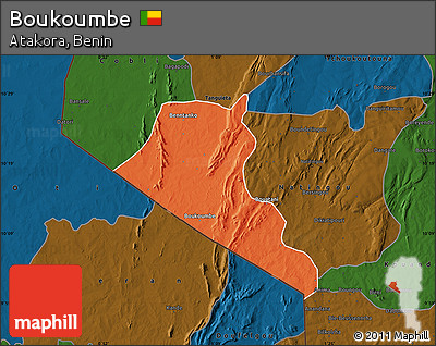 Political Map of Boukoumbe, darken