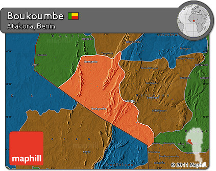 Political Map of Boukoumbe, darken