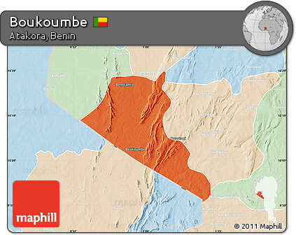 Political Map of Boukoumbe, lighten