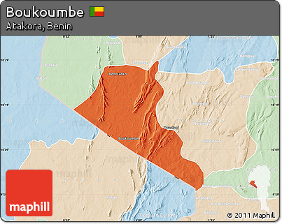 Political Map of Boukoumbe, lighten