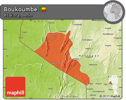 Political Map of Boukoumbe, physical outside