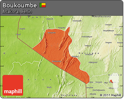 Political Map of Boukoumbe, physical outside