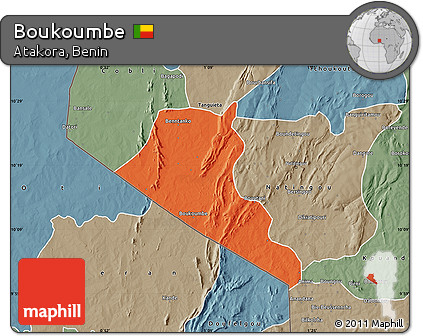 Political Map of Boukoumbe, semi-desaturated
