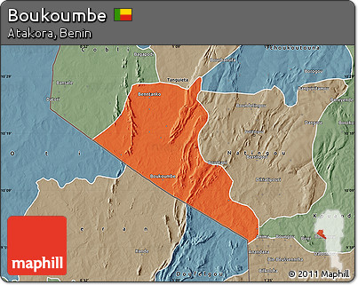 Political Map of Boukoumbe, semi-desaturated