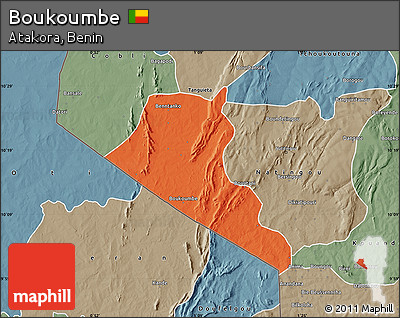 Political Map of Boukoumbe, semi-desaturated
