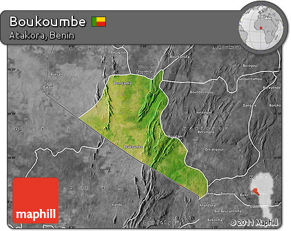 Satellite Map of Boukoumbe, desaturated