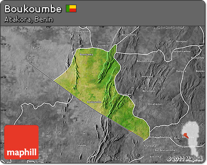 Satellite Map of Boukoumbe, desaturated
