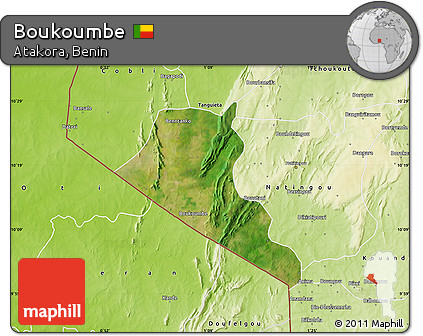 Satellite Map of Boukoumbe, physical outside