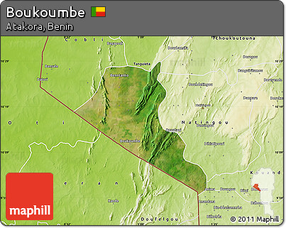Satellite Map of Boukoumbe, physical outside