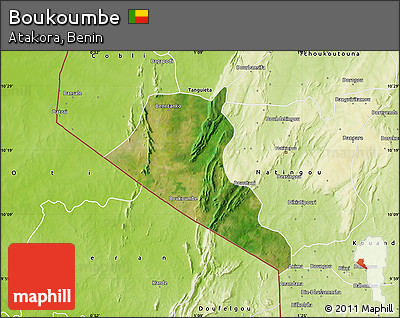 Satellite Map of Boukoumbe, physical outside