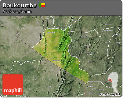 Satellite Map of Boukoumbe, semi-desaturated