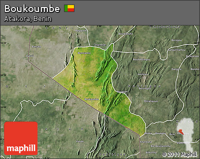 Satellite Map of Boukoumbe, semi-desaturated