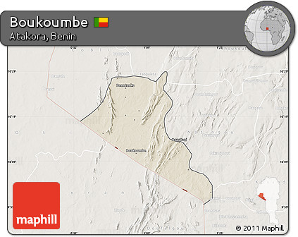 Shaded Relief Map of Boukoumbe, lighten