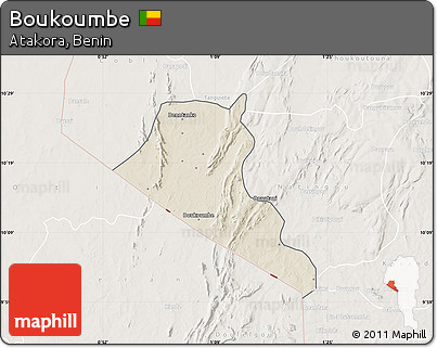 Shaded Relief Map of Boukoumbe, lighten