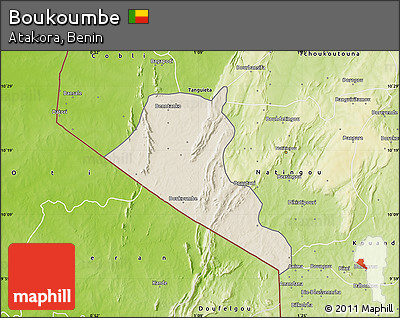 Shaded Relief Map of Boukoumbe, physical outside