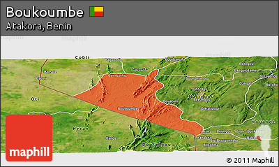 Political Panoramic Map of Boukoumbe, satellite outside