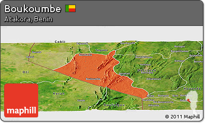 Political Panoramic Map of Boukoumbe, satellite outside