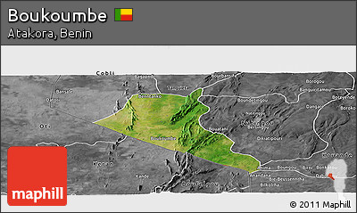 Satellite Panoramic Map of Boukoumbe, desaturated