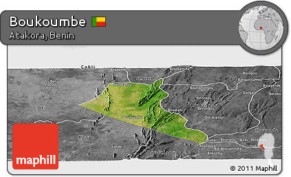 Satellite Panoramic Map of Boukoumbe, desaturated