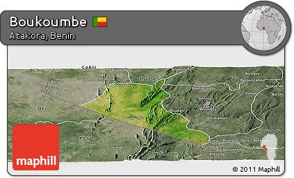 Satellite Panoramic Map of Boukoumbe, semi-desaturated