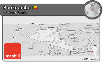 Silver Style Panoramic Map of Boukoumbe