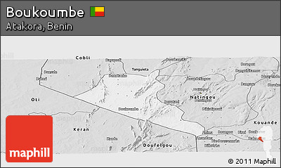 Silver Style Panoramic Map of Boukoumbe