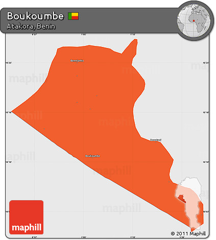 Political Simple Map of Boukoumbe, single color outside