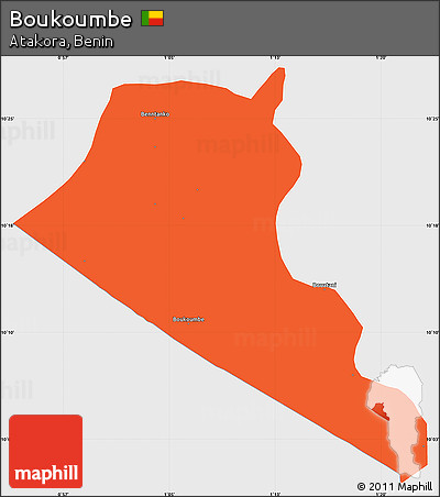 Political Simple Map of Boukoumbe, single color outside