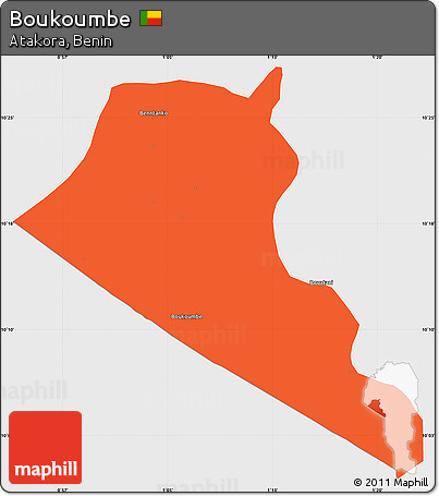 Political Simple Map of Boukoumbe, single color outside