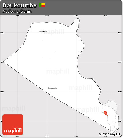Silver Style Simple Map of Boukoumbe, cropped outside