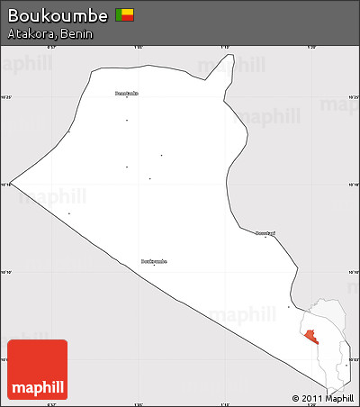 Silver Style Simple Map of Boukoumbe, cropped outside