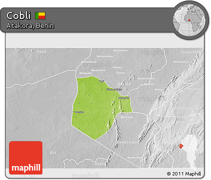 Physical 3D Map of Cobli, lighten, desaturated