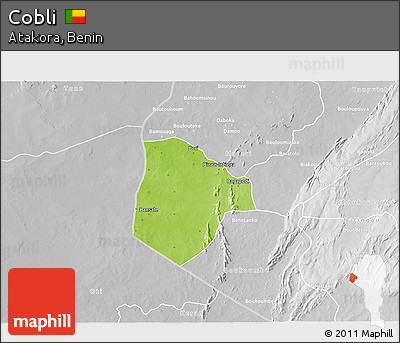Physical 3D Map of Cobli, lighten, desaturated