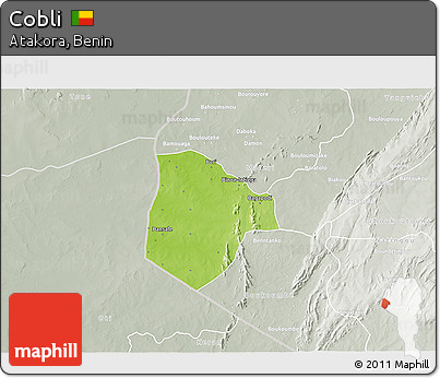 Physical 3D Map of Cobli, lighten, semi-desaturated