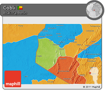 Physical 3D Map of Cobli, political outside