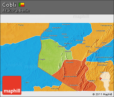 Physical 3D Map of Cobli, political outside