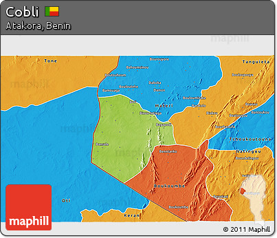 Physical 3D Map of Cobli, political outside