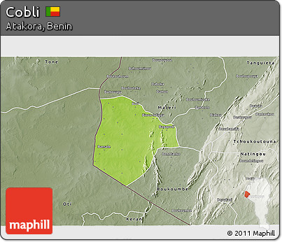 Physical 3D Map of Cobli, semi-desaturated