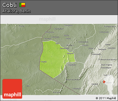 Physical 3D Map of Cobli, semi-desaturated