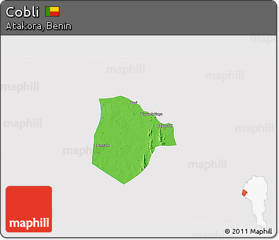 Political 3D Map of Cobli, single color outside