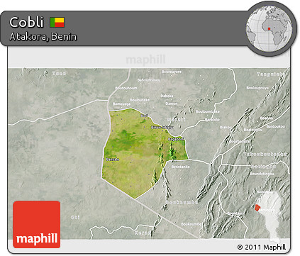 Satellite 3D Map of Cobli, lighten, semi-desaturated
