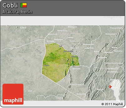 Satellite 3D Map of Cobli, lighten, semi-desaturated