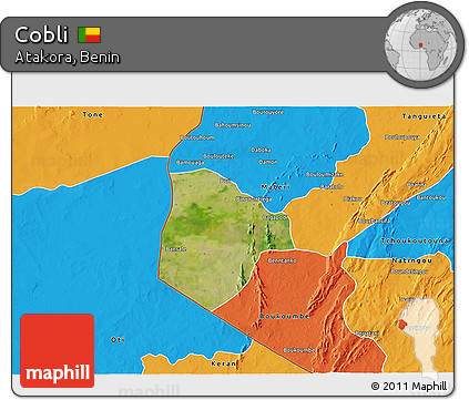 Satellite 3D Map of Cobli, political outside