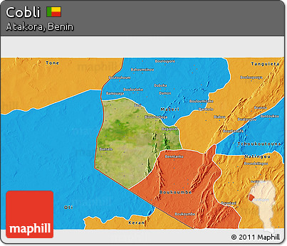 Satellite 3D Map of Cobli, political outside