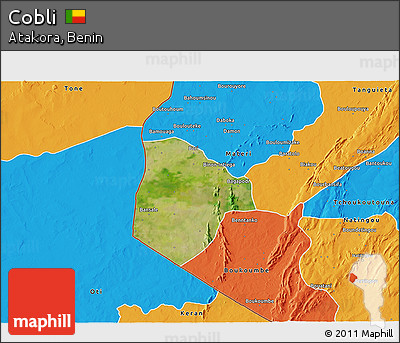 Satellite 3D Map of Cobli, political outside
