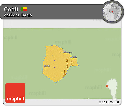 Savanna Style 3D Map of Cobli, single color outside