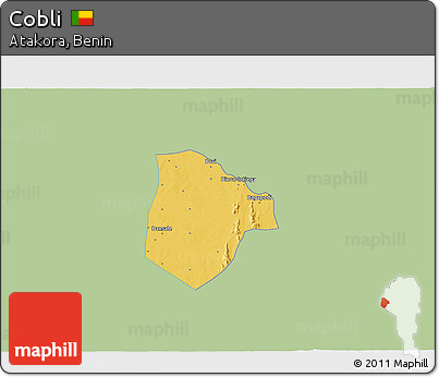 Savanna Style 3D Map of Cobli, single color outside
