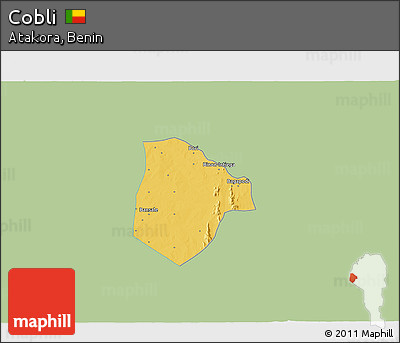 Savanna Style 3D Map of Cobli, single color outside