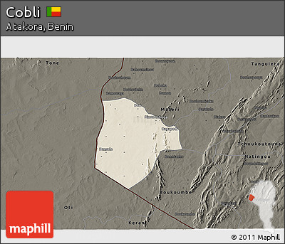 Shaded Relief 3D Map of Cobli, darken